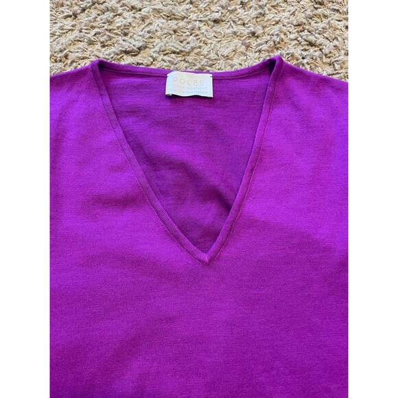 Pôles Maison Montagut 100% Wool V-Neck Sweater, Purple, Size XXL - Picture 4 of 11